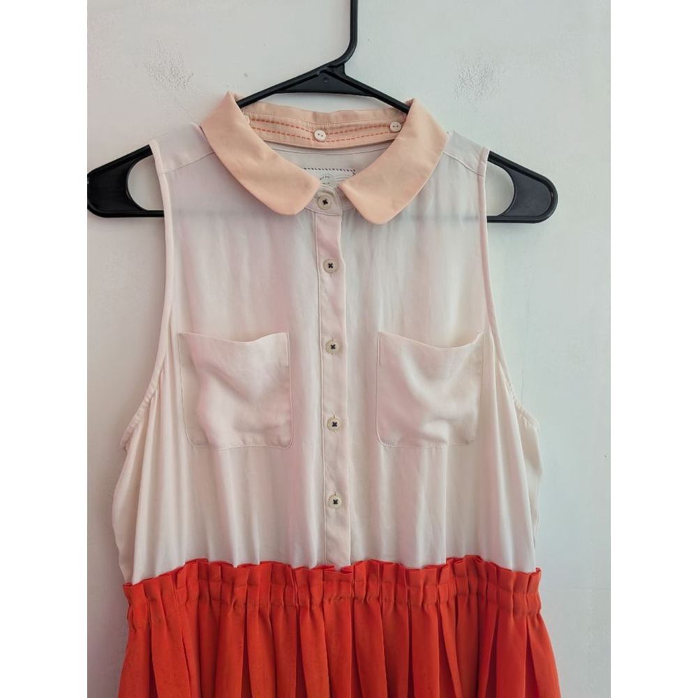 Women's Anthropologie Tank Dress Size 12 Orange and White - Picture 8 of 13